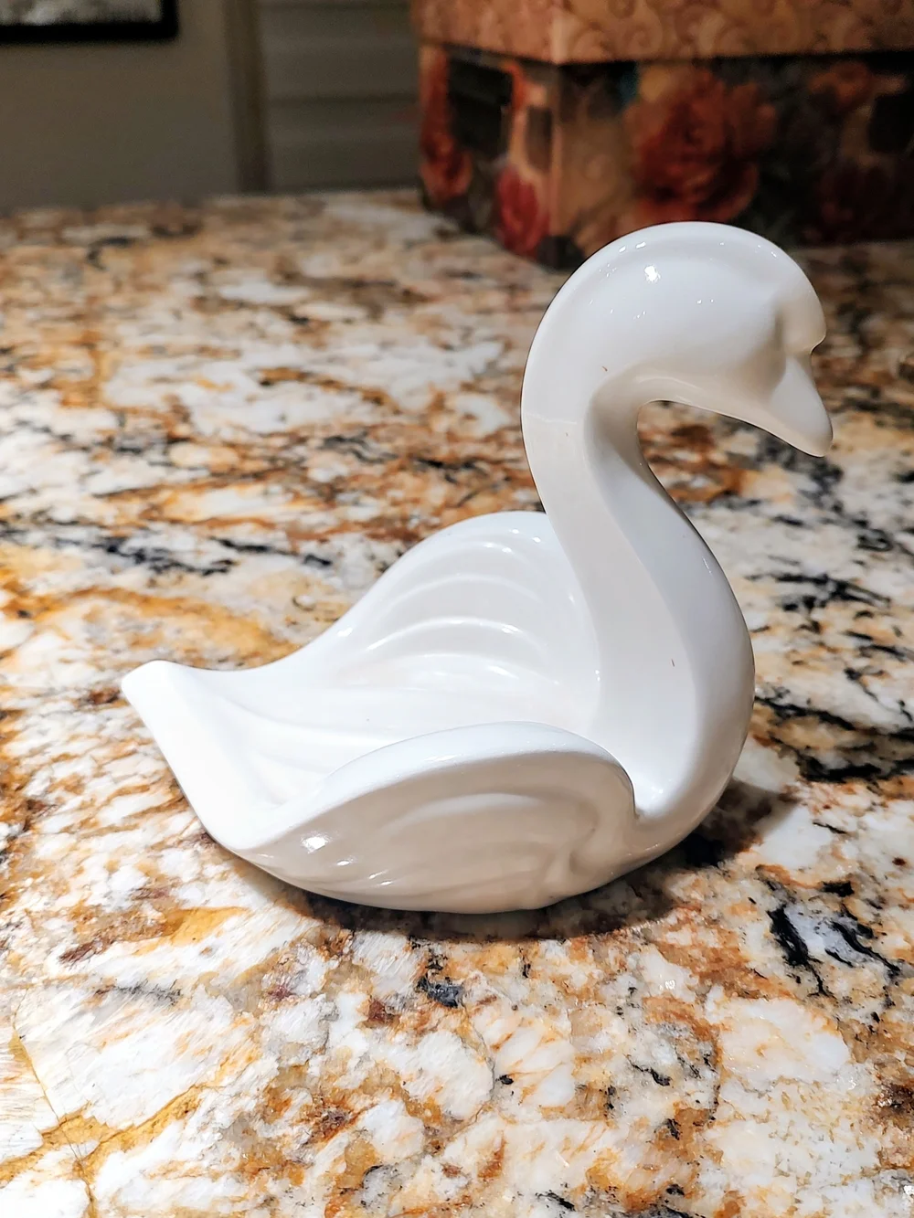 White Ceramic Swan Trinket Dish